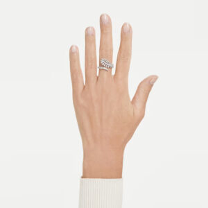 Vienna open ring, Mixed cuts, Feather, White, Rhodium plated
