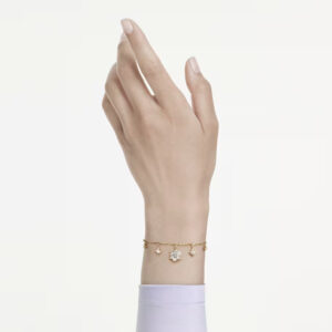 Magic bracelet, Mixed cuts, Snowflake, White, 18K gold finish