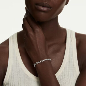 Matrix bracelet, Round cut, White, Rhodium plated