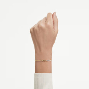 Matrix bracelet, Round cut, White, 18K gold finish