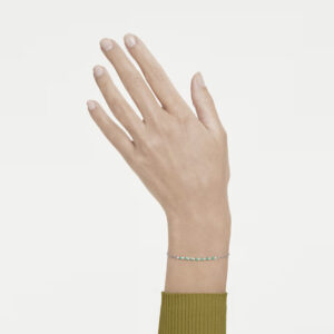 Matrix bracelet, Round cut, Green, Rhodium plated