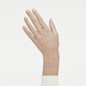 Matrix bracelet, Round cut, Pink, Rhodium plated