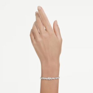 Mesmera bracelet, Marquise cut, White, Rhodium plated