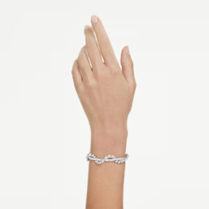 Mesmera bracelet, Mixed cuts, White, Rhodium plated