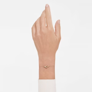 Classica bracelet, Round cut, Interlocking, White, Sterling silver, 18K gold finish