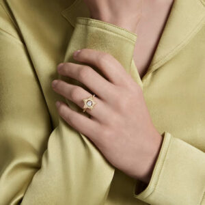 Sublima ring, Round cut, Star, Multicolored, 18K gold finish
