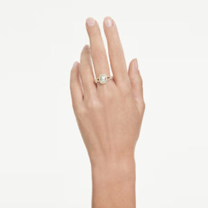 Una Angelic ring, Cushion cut, White, 18K gold finish