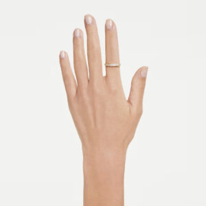 Classica band ring, Round cut, White, Sterling silver, 18K gold finish