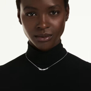 Mesmera necklace, Marquise cut, White, Rhodium plated