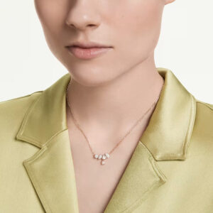 Mesmera necklace, Mixed cuts, White, 18K rose gold finish