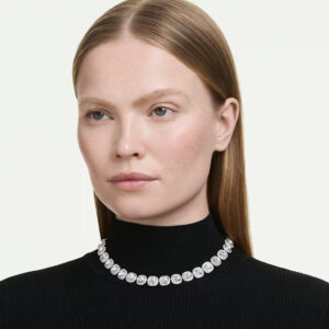 Una Angelic necklace, Cushion cut, White, Rhodium plated