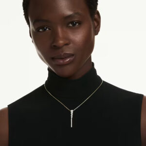 Mesmera Y necklace, Mixed cuts, White, 18K gold finish