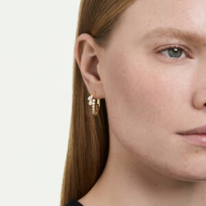 Mesmera hoop earrings, Mixed cuts, White, 18K gold finish