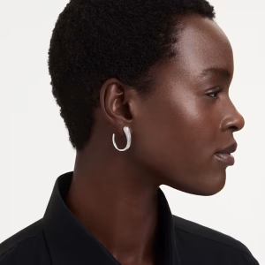Classica hoop earrings, Round cut, White, Sterling silver