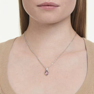 Chroma pendant, Mixed cuts, Pink, Rhodium plated