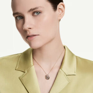 Swan pendant, Mixed cuts, Swan, Black, 18K rose gold finish