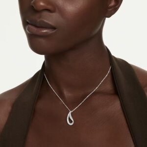 Classica pendant, Round cut, Long, White, Sterling silver
