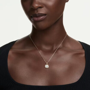 Una Angelic pendant, Cushion cut, White, 18K gold finish