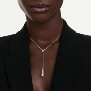 Classica Y pendant, Round cut, White, Sterling silver