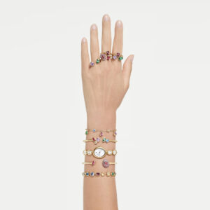 Imber oval watch, Swiss Made, Metal bracelet, Gold tone, Gold-tone finish