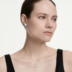 Una Angelic set, Cushion cut, White, Rhodium plated