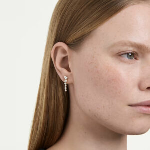 Mesmera drop earrings, Mixed cuts, White, 18K gold finish