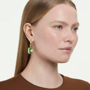 Millenia drop earrings, Octagon cut, Green, 18K gold finish