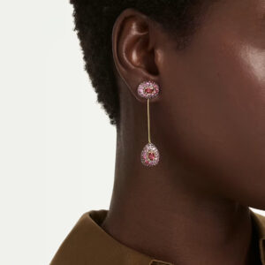 Sublima drop earrings, Pear cut, Red, 18K gold finish