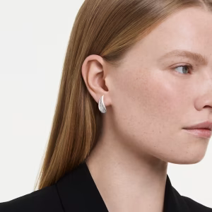 Classica drop earrings, Round cut, White, Sterling silver