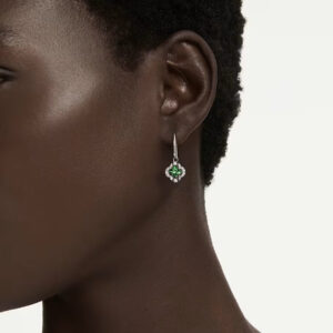 Una Angelic drop earrings, Mixed cuts, Green, Rhodium plated