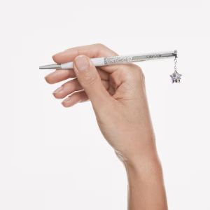 Crystalline ballpoint pen, White lacquered, Chrome plated