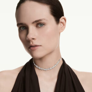 Mesmera choker, Marquise cut, White, Rhodium plated