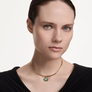 Sublima choker, Octagon cut, Green, 18K gold finish