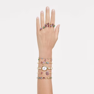 Imber cocktail ring Set (2), Mixed cuts, Multicolored, 18K gold finish
