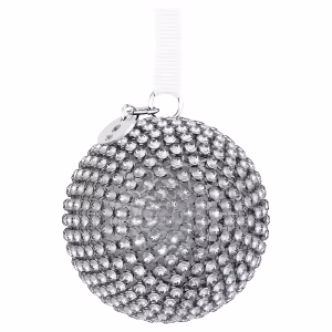 Holiday Magic Classics Crystal Mesh Ball Ornament Silver tone