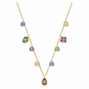 Imber necklace Mixed cuts, Multicolored, 18K gold finish