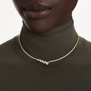 Mesmera necklace Mixed cuts, White, 18K gold finish