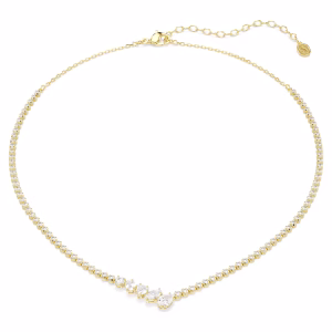 Mesmera necklace Mixed cuts, White, 18K gold finish