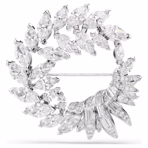 Mesmera brooch Marquise cut, White, Rhodium plated