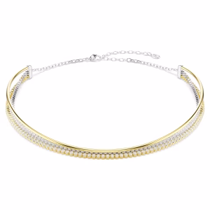 Hyperbola necklace Round cut, White, Mixed metal finish