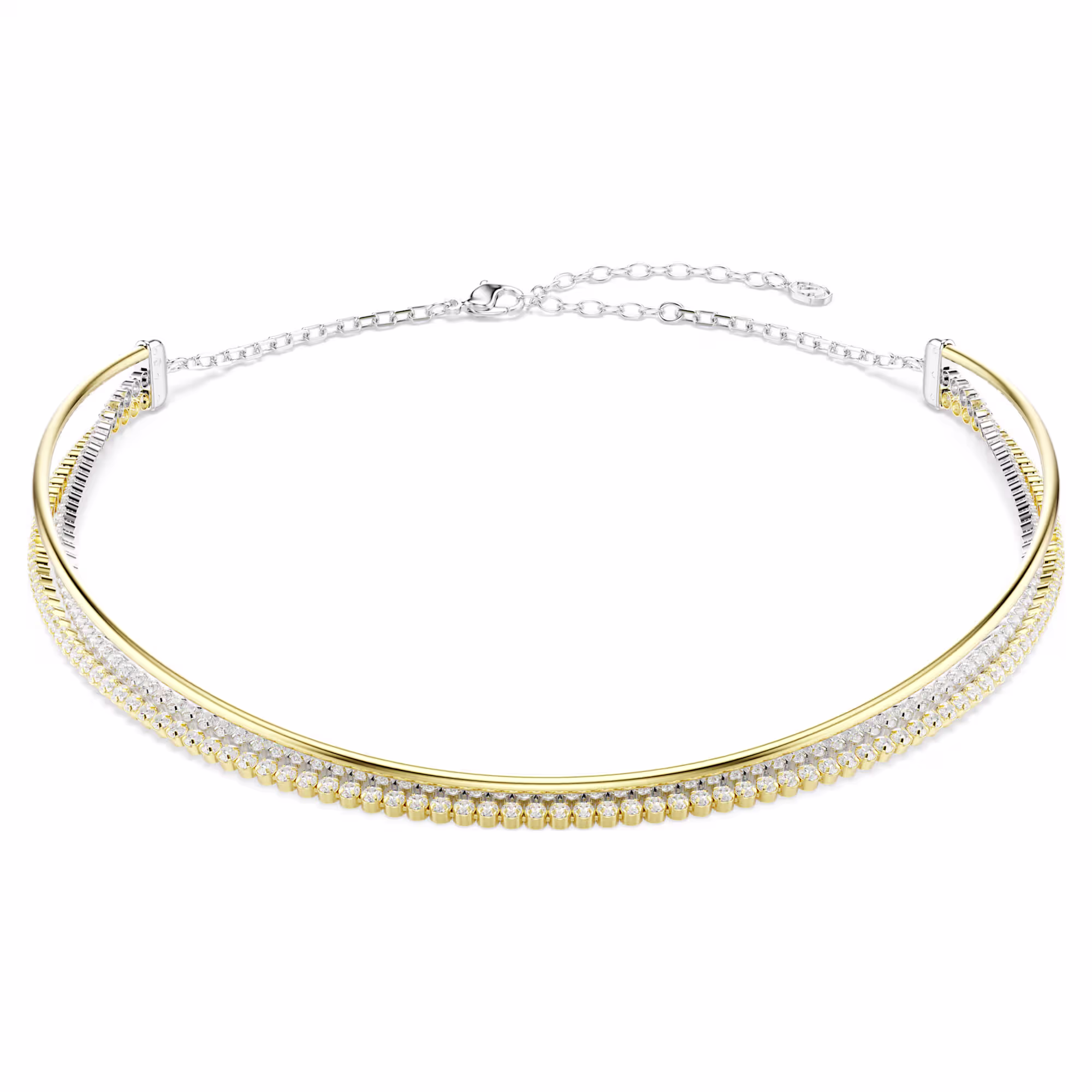 Hyperbola necklace Round cut, White, Mixed metal finish